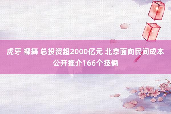 虎牙 裸舞 总投资超2000亿元 北京面向民间成本公开推介166个技俩