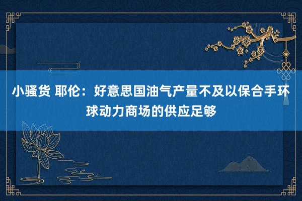 小骚货 耶伦：好意思国油气产量不及以保合手环球动力商场的供应足够